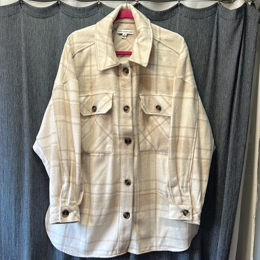 “And Now This” Tan Flannel Shacket Women’s size XL